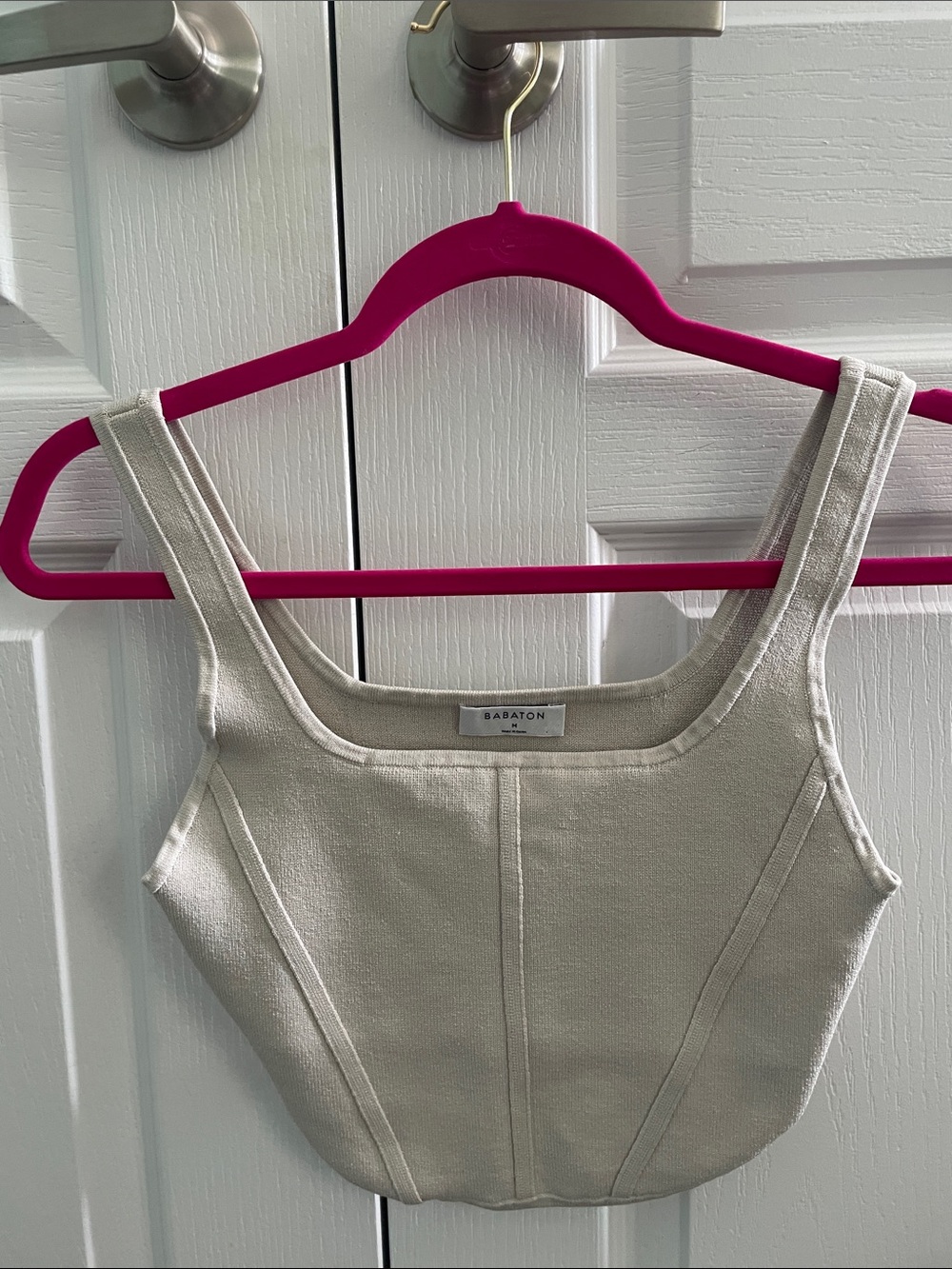Aritzia Babaton Cream Square-Neck Cropped Tank